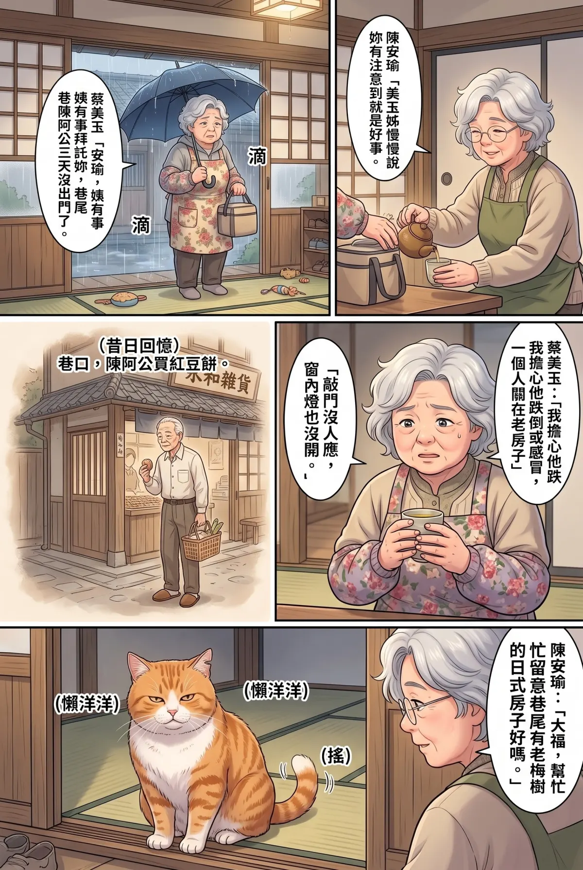 喵語情報局：退休貓奴的巷弄日記 第 5 集　喵語情報局：退休貓奴的巷弄日記 - 獨居阿公與走失的拖鞋 第 4 頁