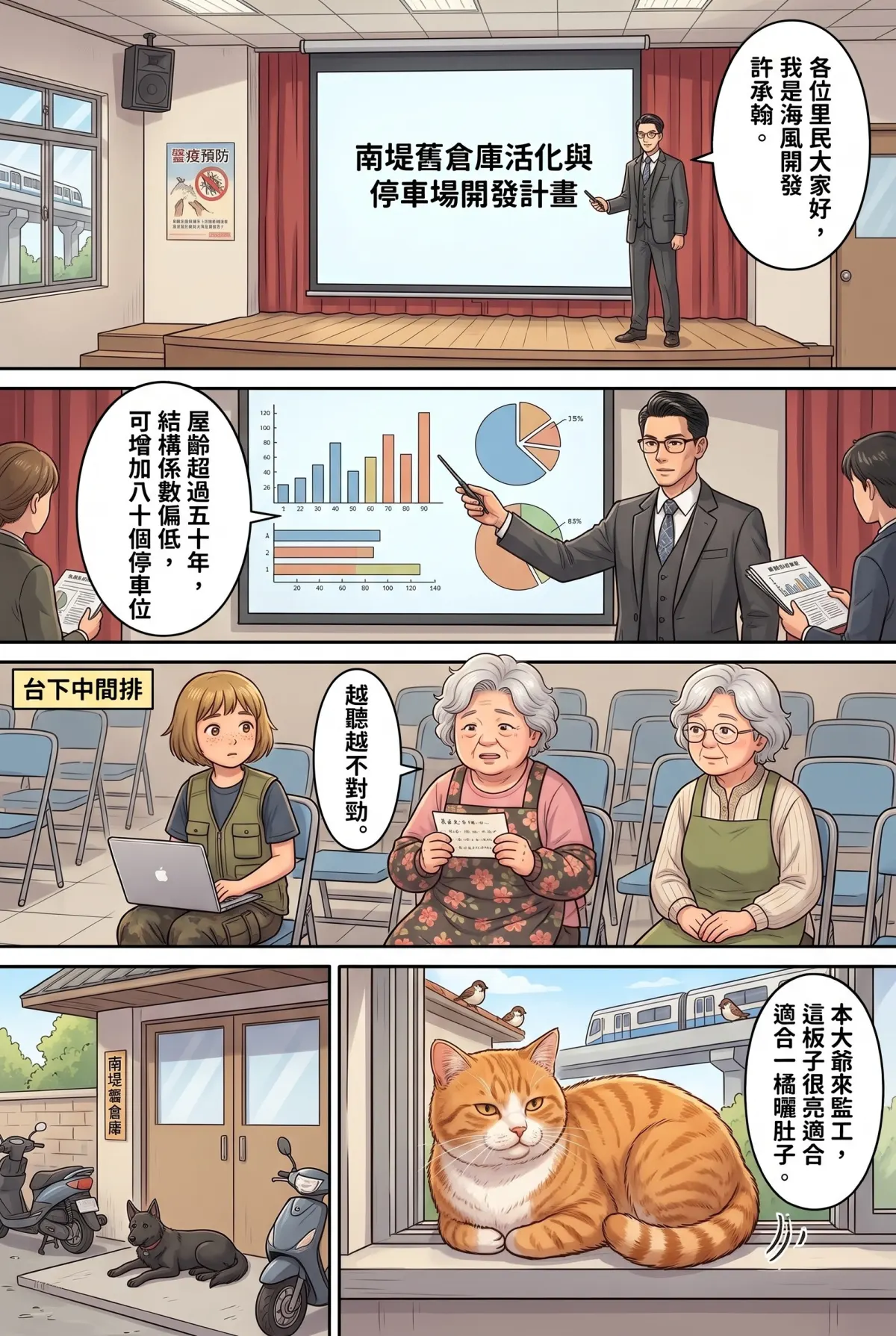 喵語情報局：退休貓奴的巷弄日記 第 8 集　喵語情報局：退休貓奴的巷弄日記 - 里民說明會的喵星人大作戰 第 5 頁