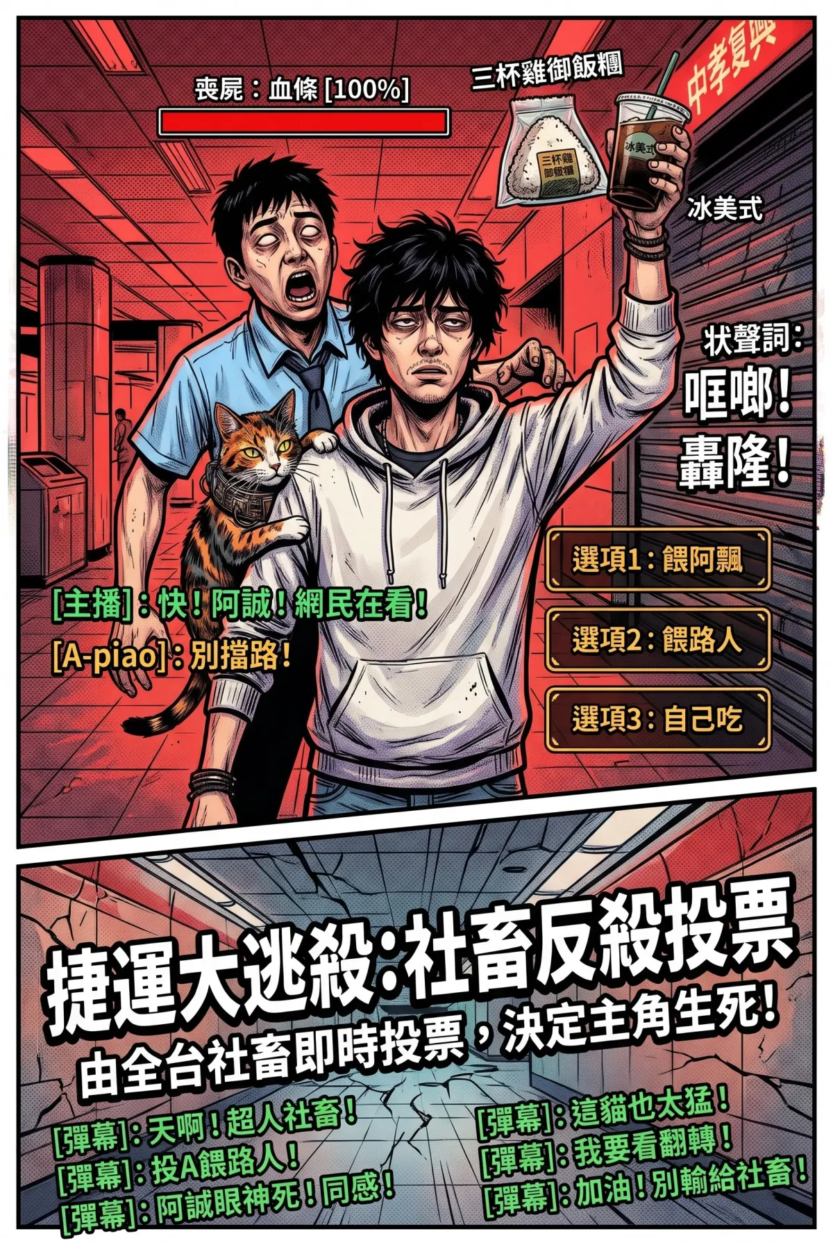 您的主角已離線：別再投那個選項了！ 第 1 集　您的主角已離線：別再投那個選項了！ - 第1章：捷運逃殺與三杯雞的第三解法 第 1 頁