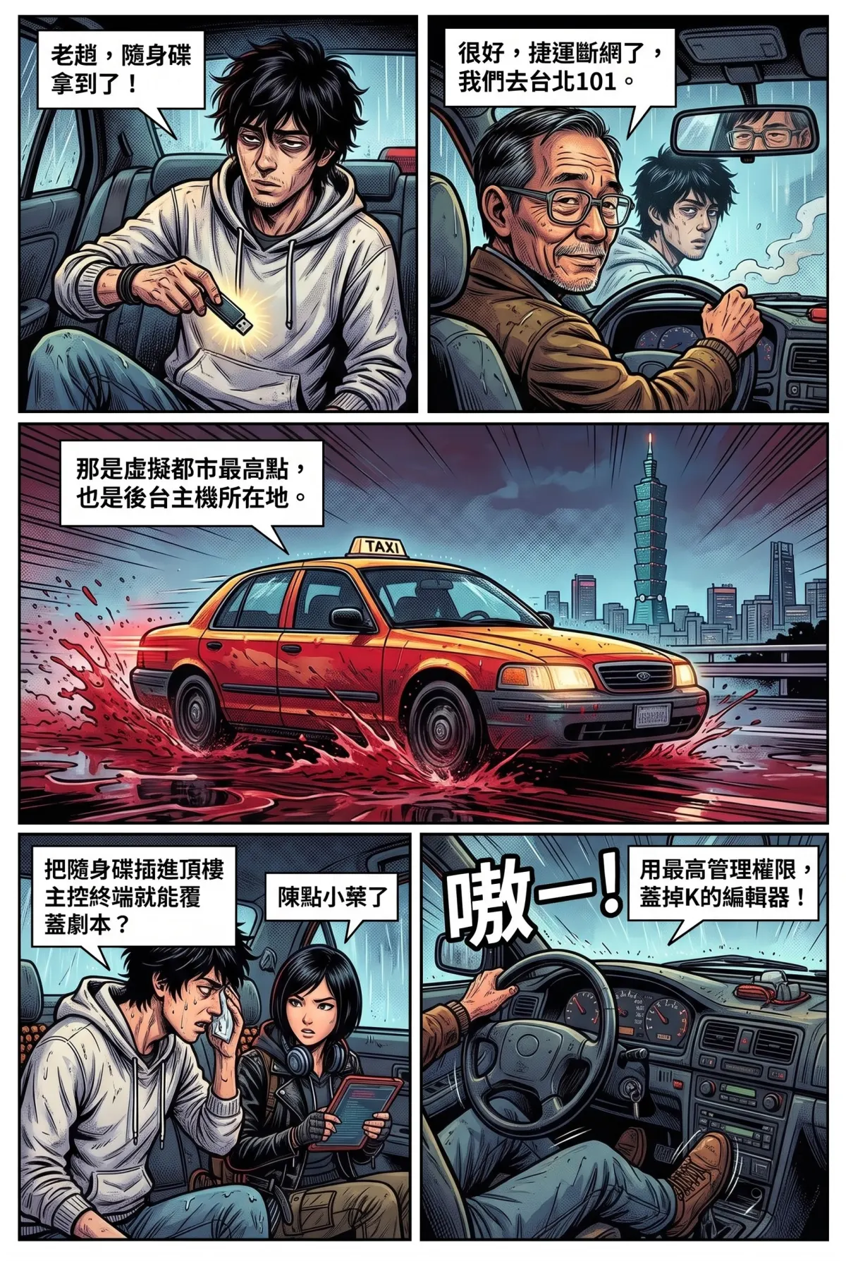 您的主角已離線：別再投那個選項了！ 第 5 集　您的主角已離線：別再投那個選項了！ - 第5章：雨夜中的謝幕！老司機的最後一程 第 7 頁