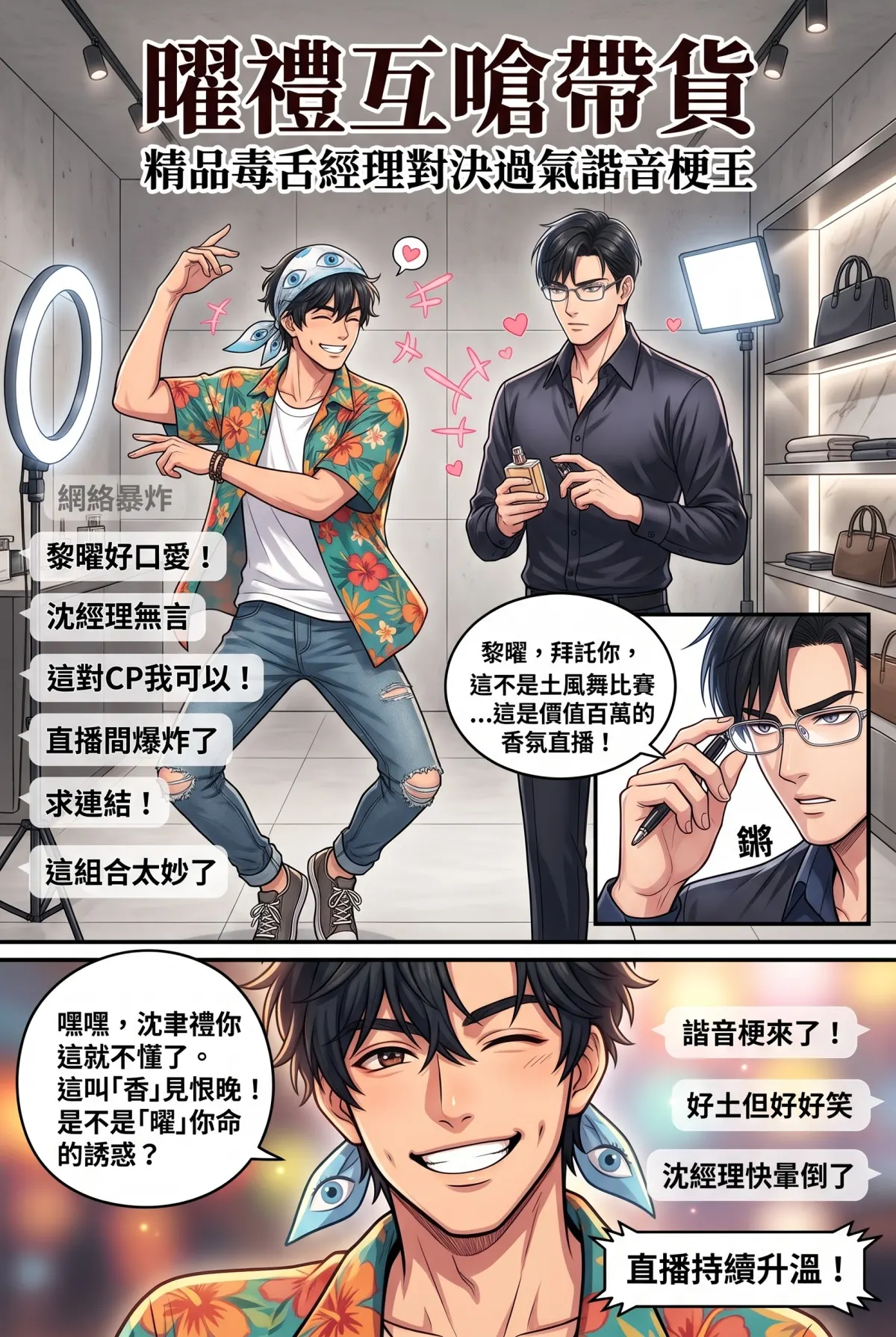 《頂流過氣後，我靠互嗆帶貨爆紅了》 第 2 集　《頂流過氣後，我靠互嗆帶貨爆紅了》 - 首播翻車，互嗆即流量 第 1 頁