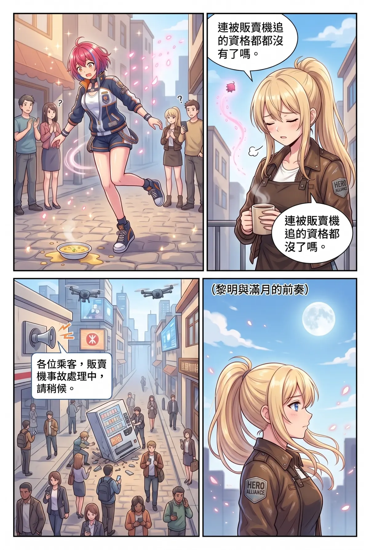 失能的極光隊長，今天也在後巷咖啡廳裝路人 第 4 集　失能的極光隊長，今天也在後巷咖啡廳裝路人 - 失控的自動販賣機 第 13 頁