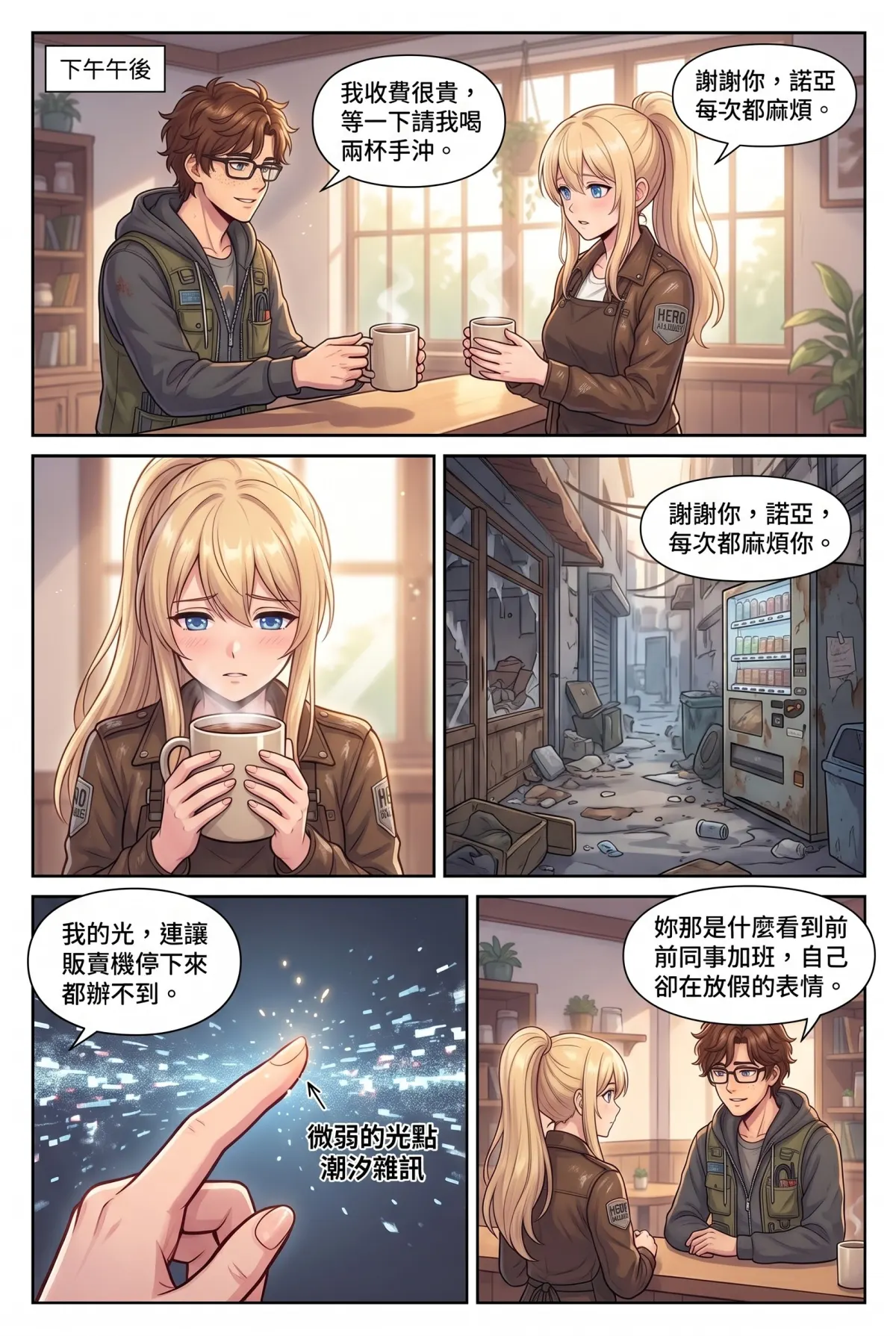 失能的極光隊長，今天也在後巷咖啡廳裝路人 第 4 集　失能的極光隊長，今天也在後巷咖啡廳裝路人 - 失控的自動販賣機 第 6 頁