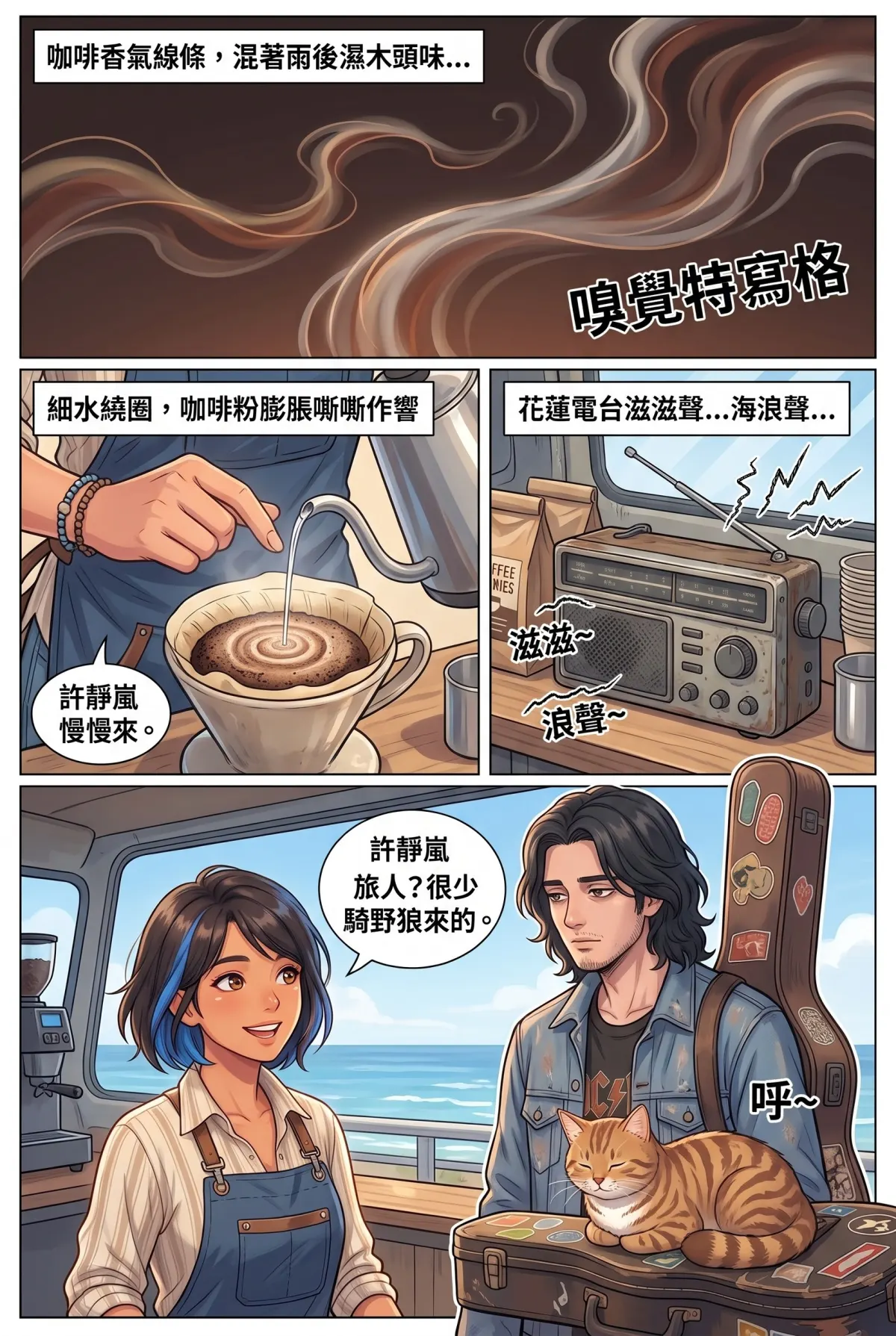 《太平洋公路：破吉他與信號槍的午後》 第 2 集　《太平洋公路：破吉他與信號槍的午後》 - 第二章：舊加油站的咖啡香 第 10 頁