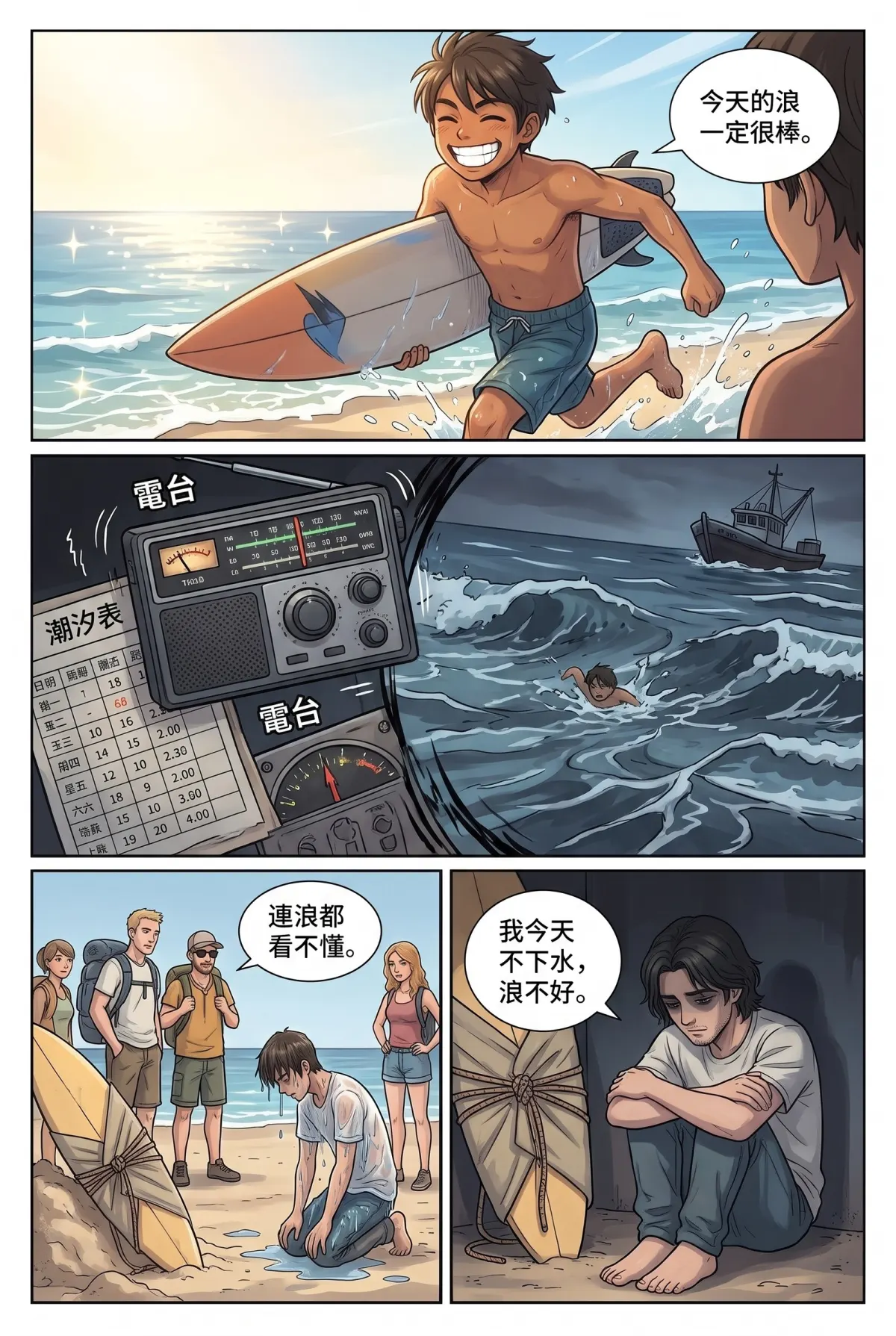 《太平洋公路：破吉他與信號槍的午後》 第 6 集　《太平洋公路：破吉他與信號槍的午後》 - 第六章：不敢追浪的少年 第 8 頁