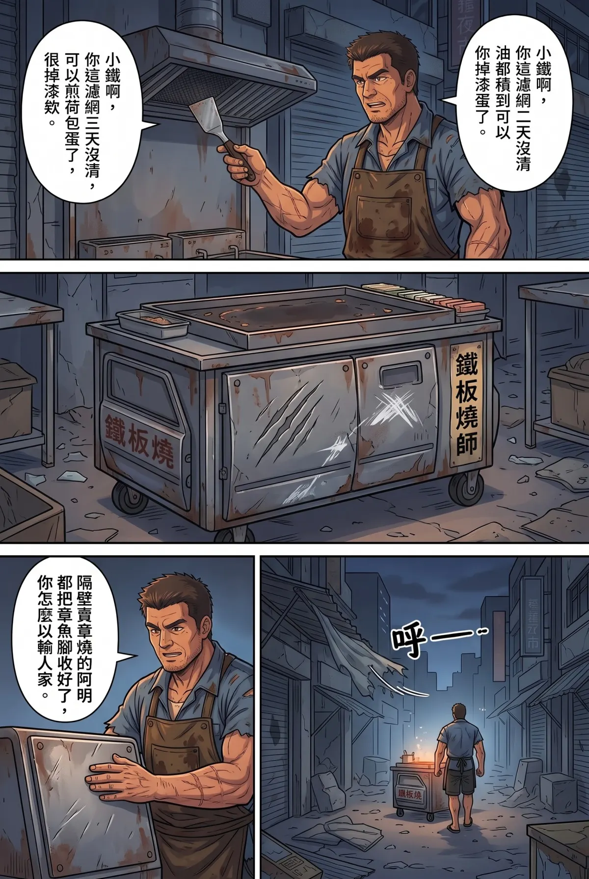 末日鐵板燒：老闆，喪屍要加辣嗎？ 第 1 集　末日鐵板燒：老闆，喪屍要加辣嗎？ - 第一章：最後一攤還在煎 第 3 頁