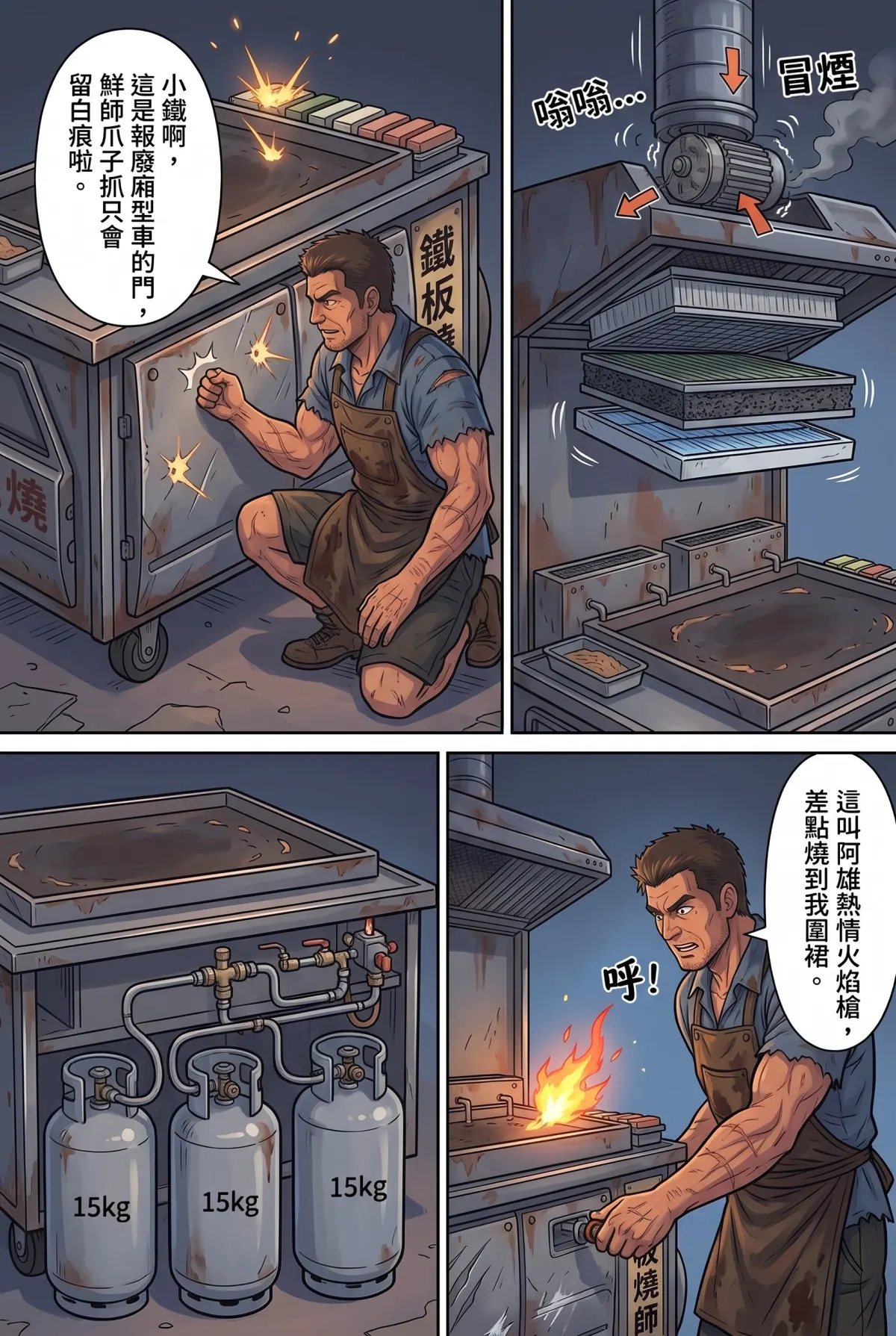 末日鐵板燒：老闆，喪屍要加辣嗎？ 第 1 集　末日鐵板燒：老闆，喪屍要加辣嗎？ - 第一章：最後一攤還在煎 第 4 頁