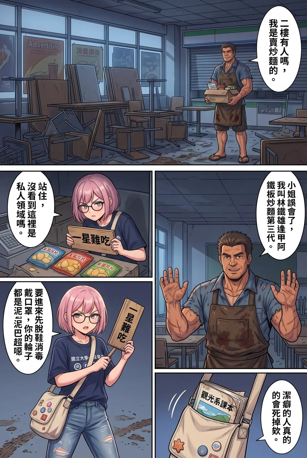 末日鐵板燒：老闆，喪屍要加辣嗎？ 第 2 集　末日鐵板燒：老闆，喪屍要加辣嗎？ - 第二章：奧客女大生的五星考驗 第 7 頁