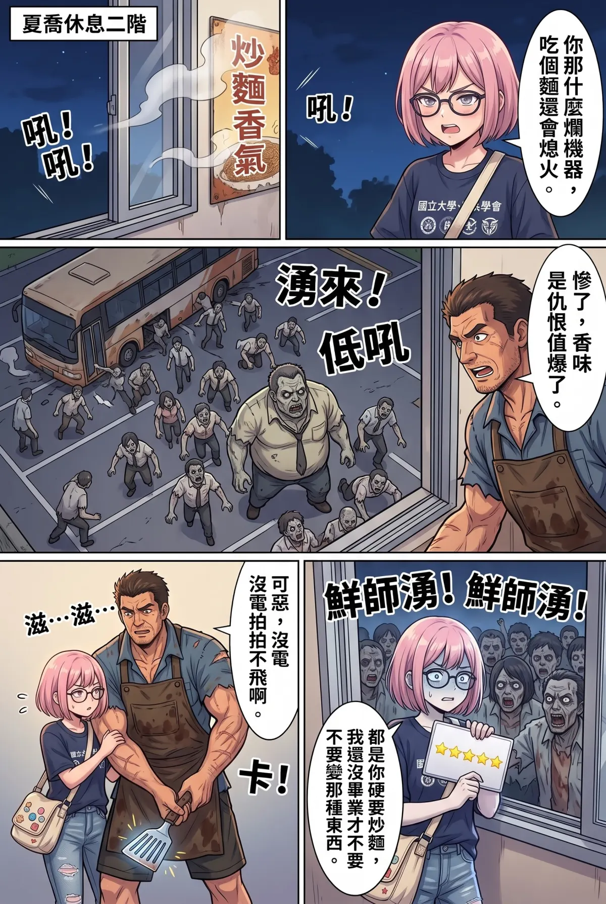 末日鐵板燒：老闆，喪屍要加辣嗎？ 第 2 集　末日鐵板燒：老闆，喪屍要加辣嗎？ - 第二章：奧客女大生的五星考驗 第 13 頁
