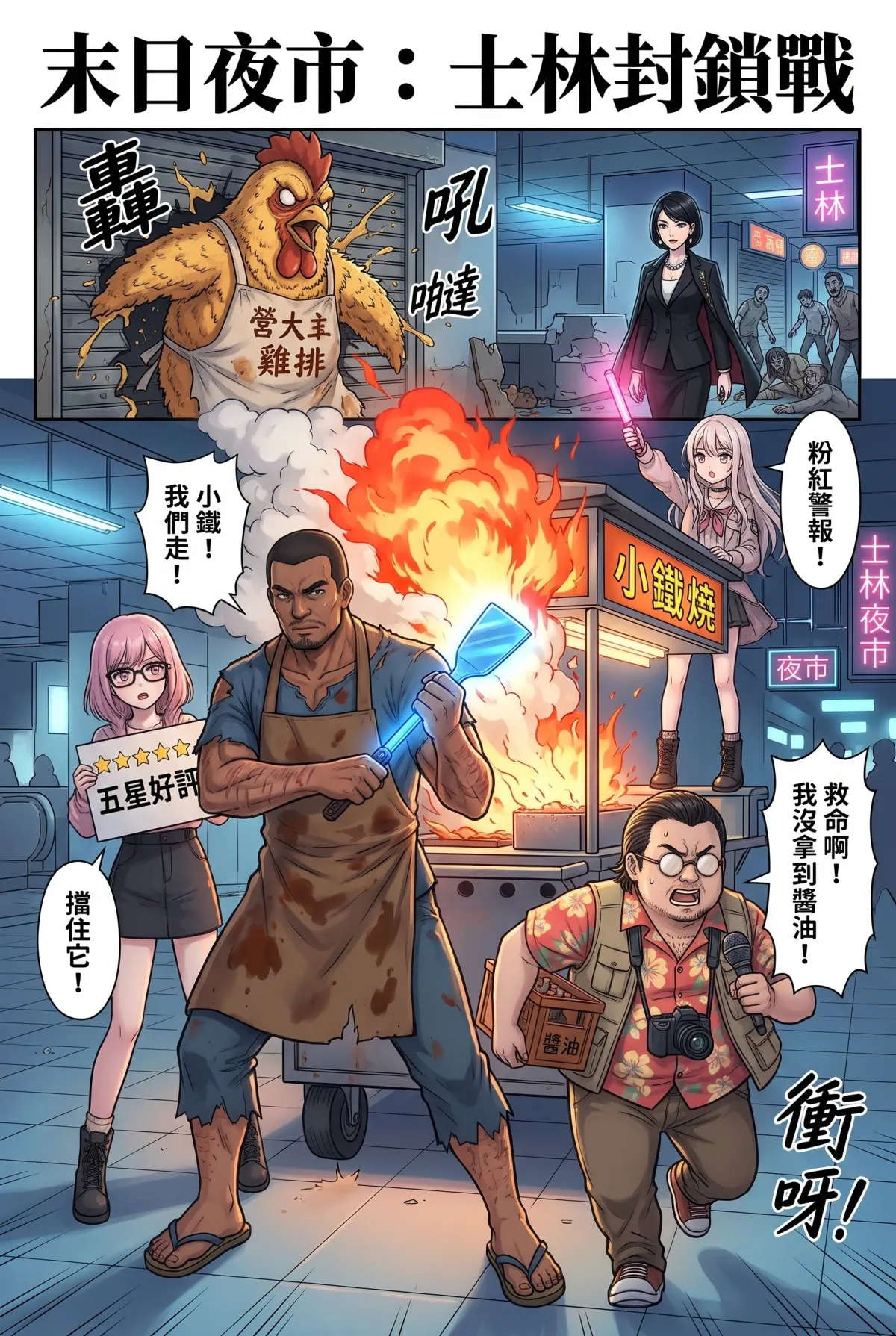 末日鐵板燒：老闆，喪屍要加辣嗎？ 第 7 集　末日鐵板燒：老闆，喪屍要加辣嗎？ - 第七章：大雞排喪屍與經濟封鎖 第 1 頁