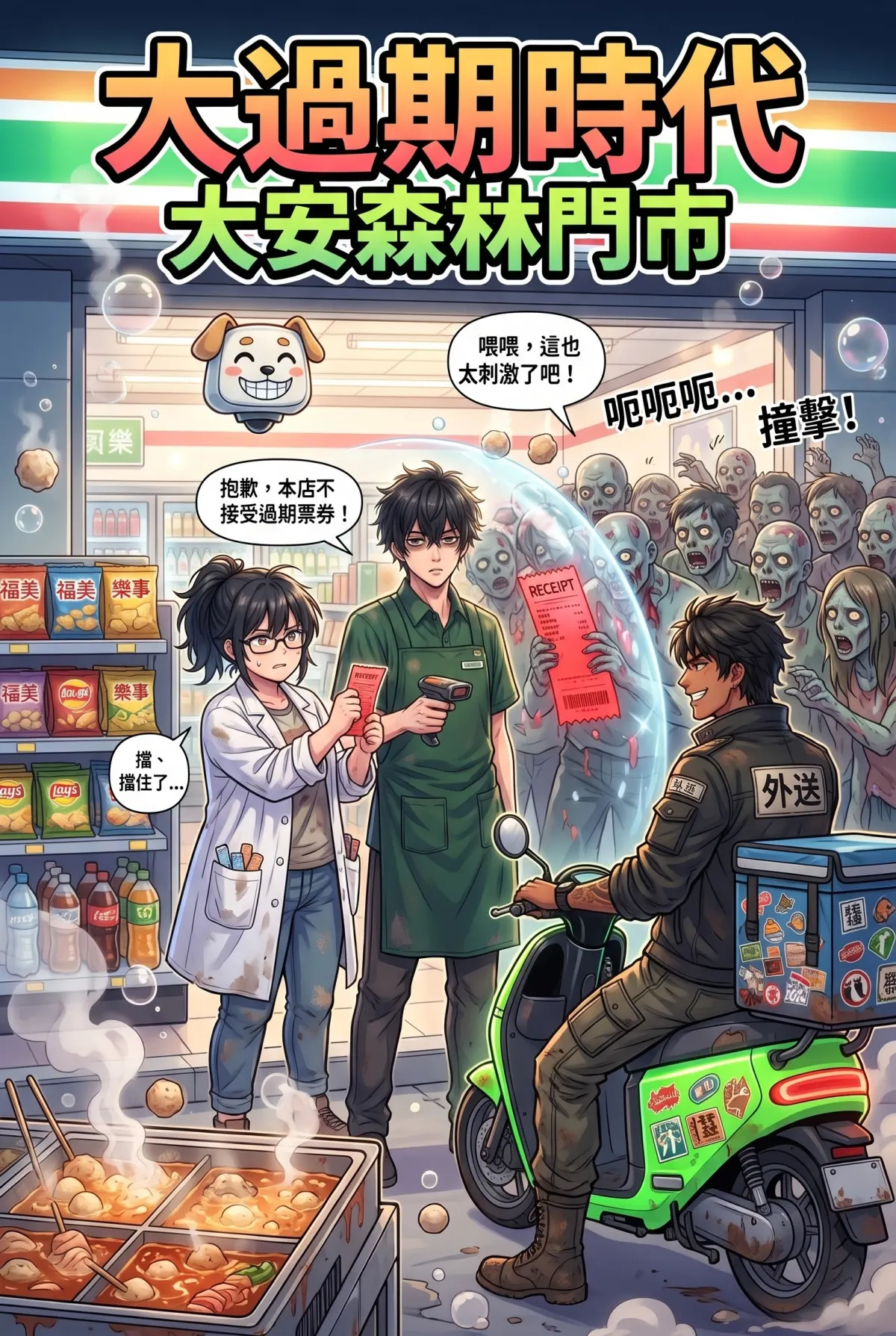 歡迎光臨末日堡壘：大夜班店員的過期食品求生指南 第 4 集　歡迎光臨末日堡壘：大夜班店員的過期食品求生指南 - 地熱關東煮壕溝與外送遊俠 第 1 頁