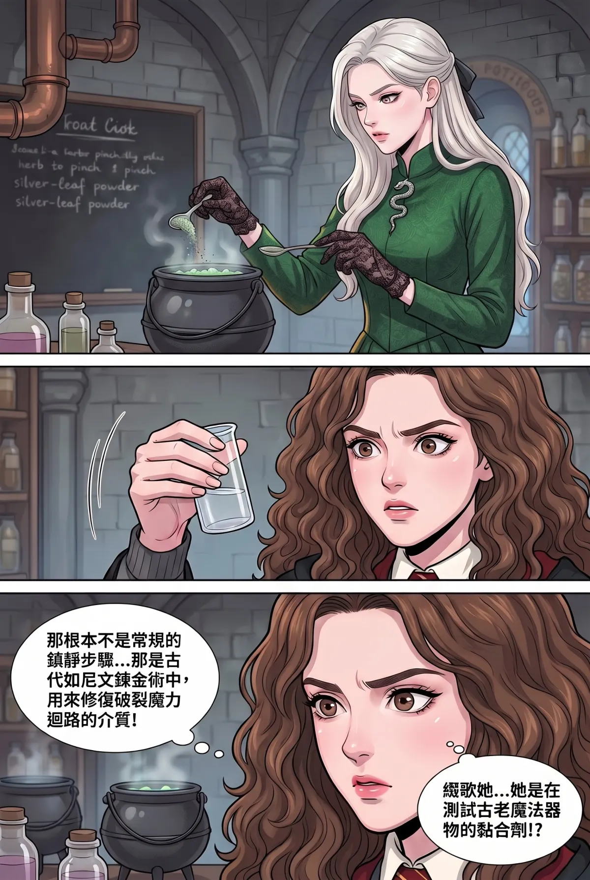 白金荊棘 史萊特林的大小姐 第 3 集　白金荊棘 - 第三章：沸騰魔藥與裂隙 第 5 頁