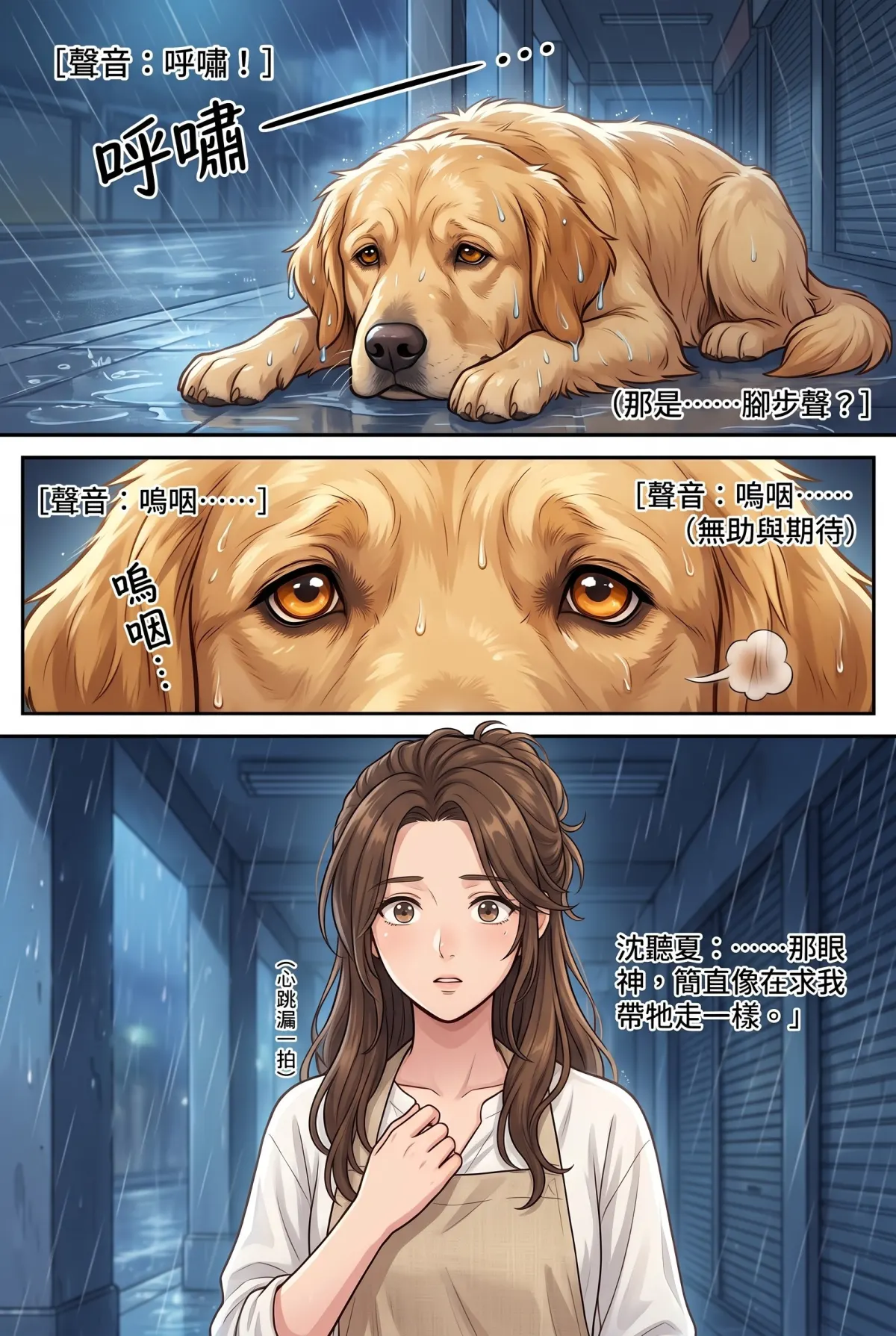 巷弄裡的金毛貴公子 第 1 集　巷弄裡的金毛貴公子 - 暴雨夜的騎樓客人 第 7 頁