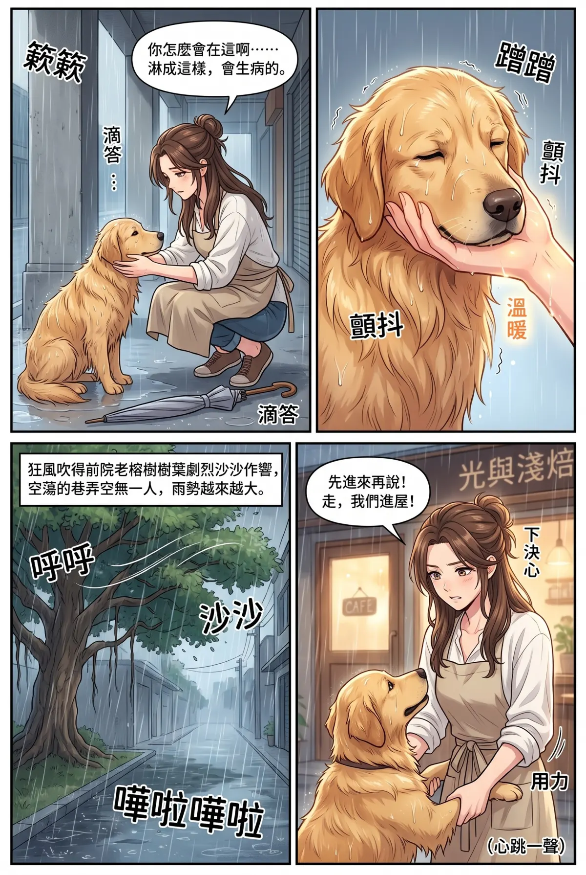 巷弄裡的金毛貴公子 第 1 集　巷弄裡的金毛貴公子 - 暴雨夜的騎樓客人 第 8 頁