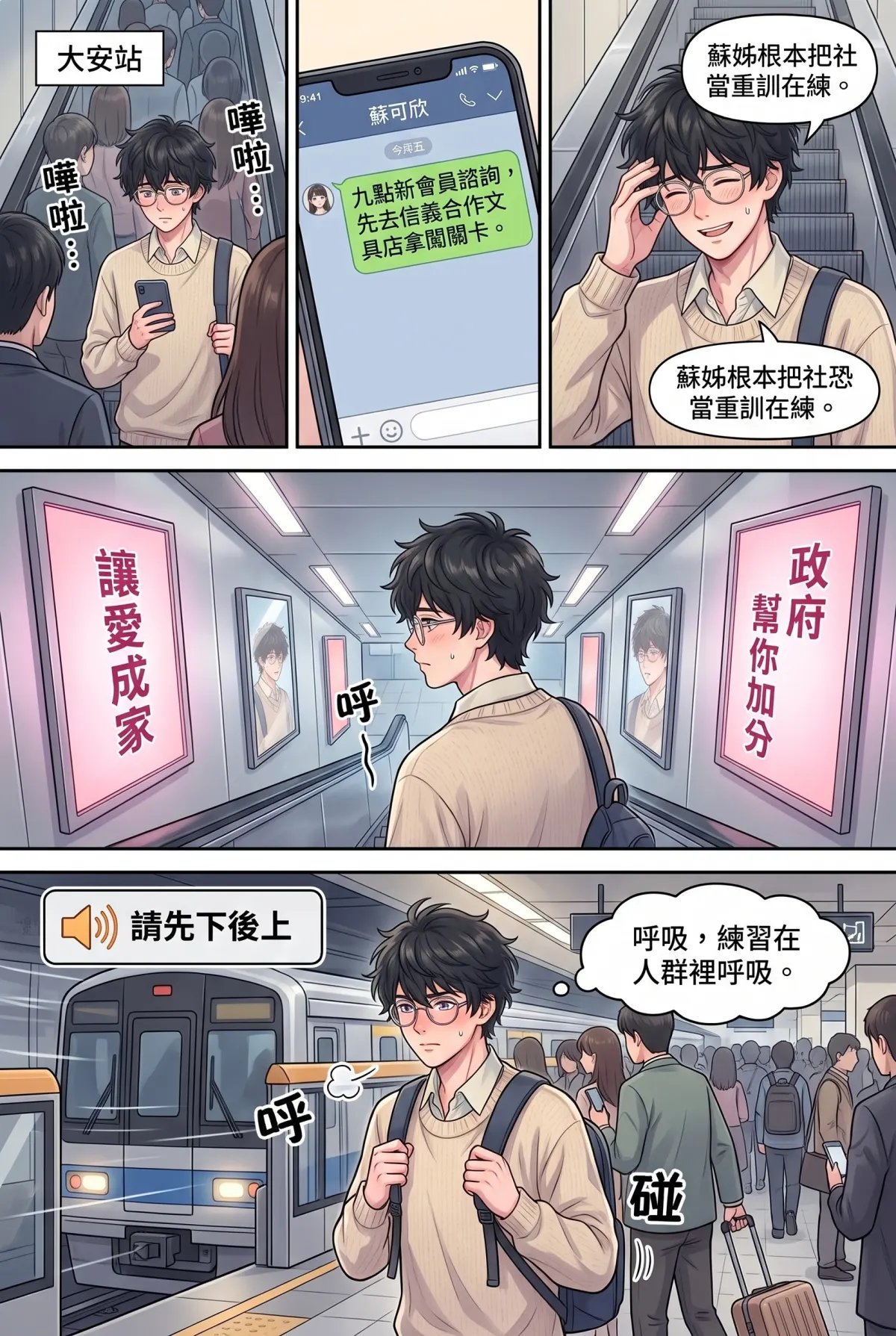 《社恐媒人的相親災難：怎麼會相到毒舌大律師！》 第 7 集　《社恐媒人的相親災難：怎麼會相到毒舌大律師！》 - 第七章：捷運車廂社死現場 第 4 頁