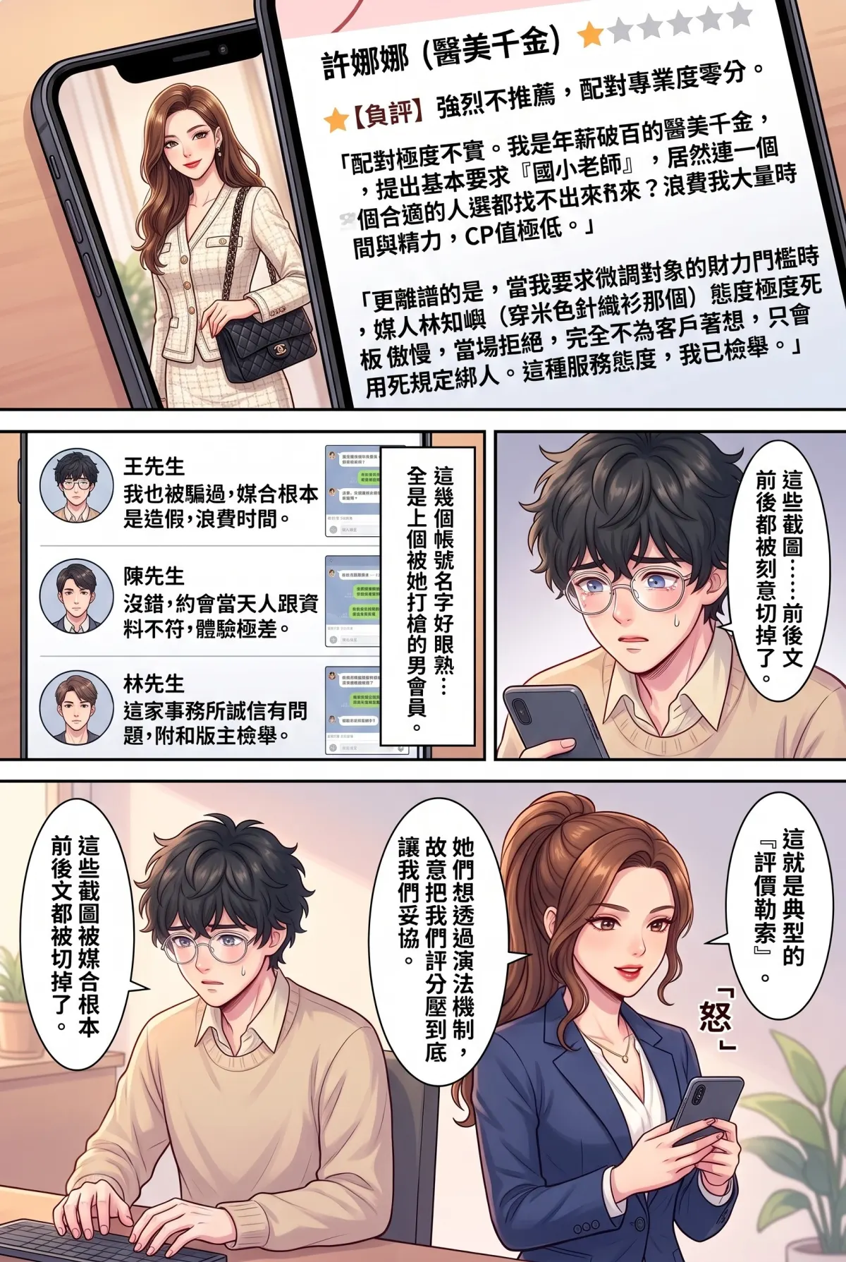 《社恐媒人的相親災難：怎麼會相到毒舌大律師！》 第 11 集　《社恐媒人的相親災難：怎麼會相到毒舌大律師！》 - 第十一章：一星負評核爆 第 6 頁