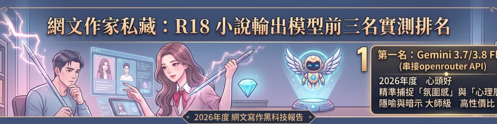 網文作家私藏：R18 小說輸出模型前三名實測排名