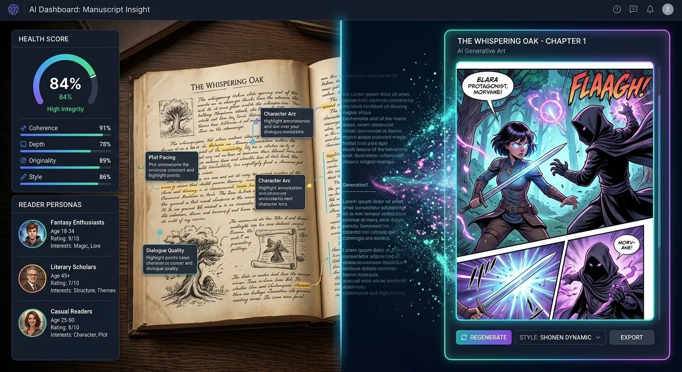 從文字到視覺的無縫跨越：OmniPD 的小說健康度儀表板與漫畫生成功能，讓 IP 開發不再有壁壘。
