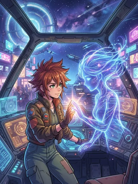 《《星塵低語：銀河貿易線上的共生戀曲》》封面